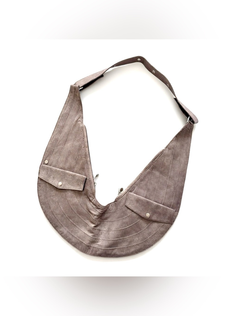 Sash Bag - genuine leather Silver Baby EXTRA